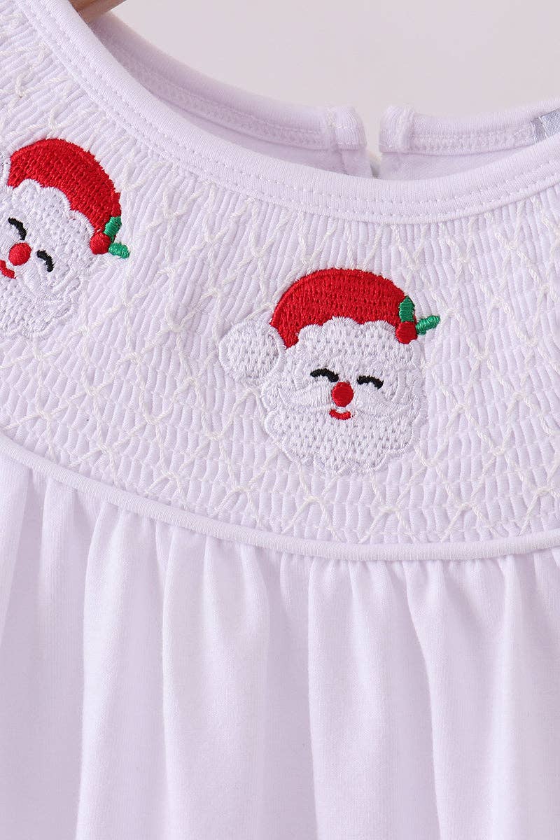 Mom & Co. - Wholesale Top & Pant Set - Kids - White santa claus smocked ruffle pants set1