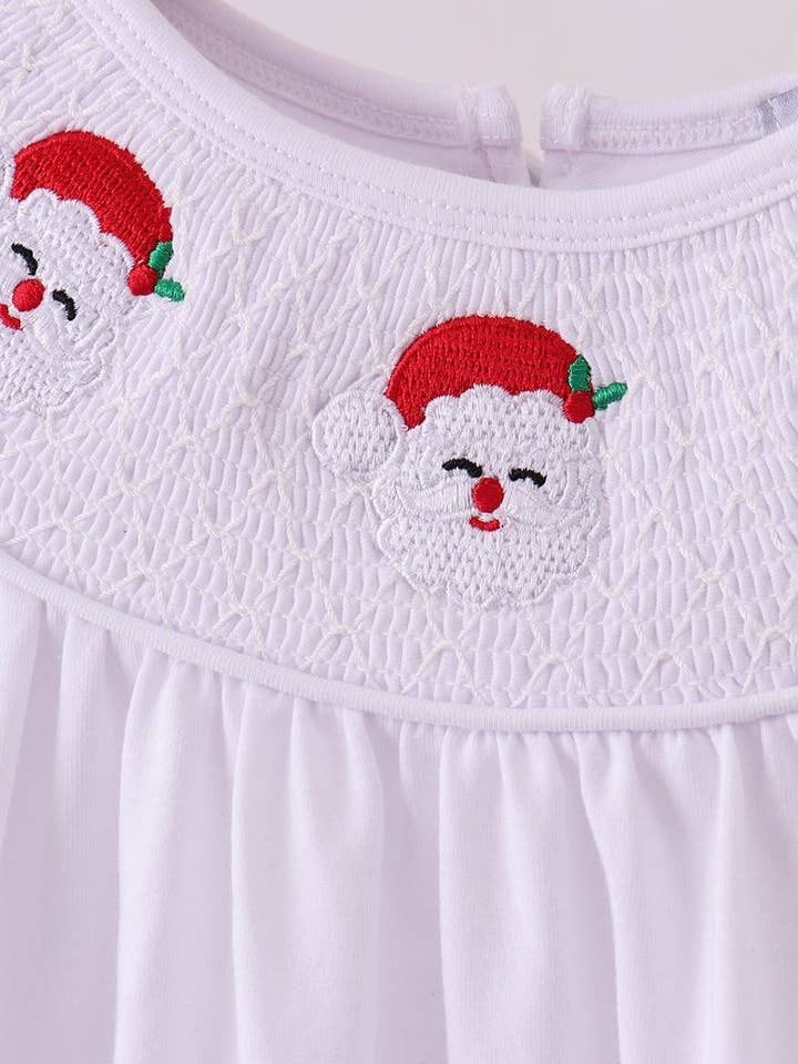 Mom & Co. - Wholesale Top & Pant Set - Kids - White santa claus smocked ruffle pants set1