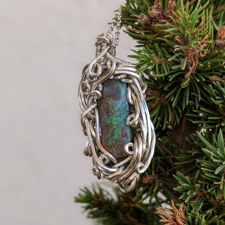 Le Tourbillon Minéral - Wholesale Individual Charm/Pendant - Sterling Silver Boulder Opal Pendant5