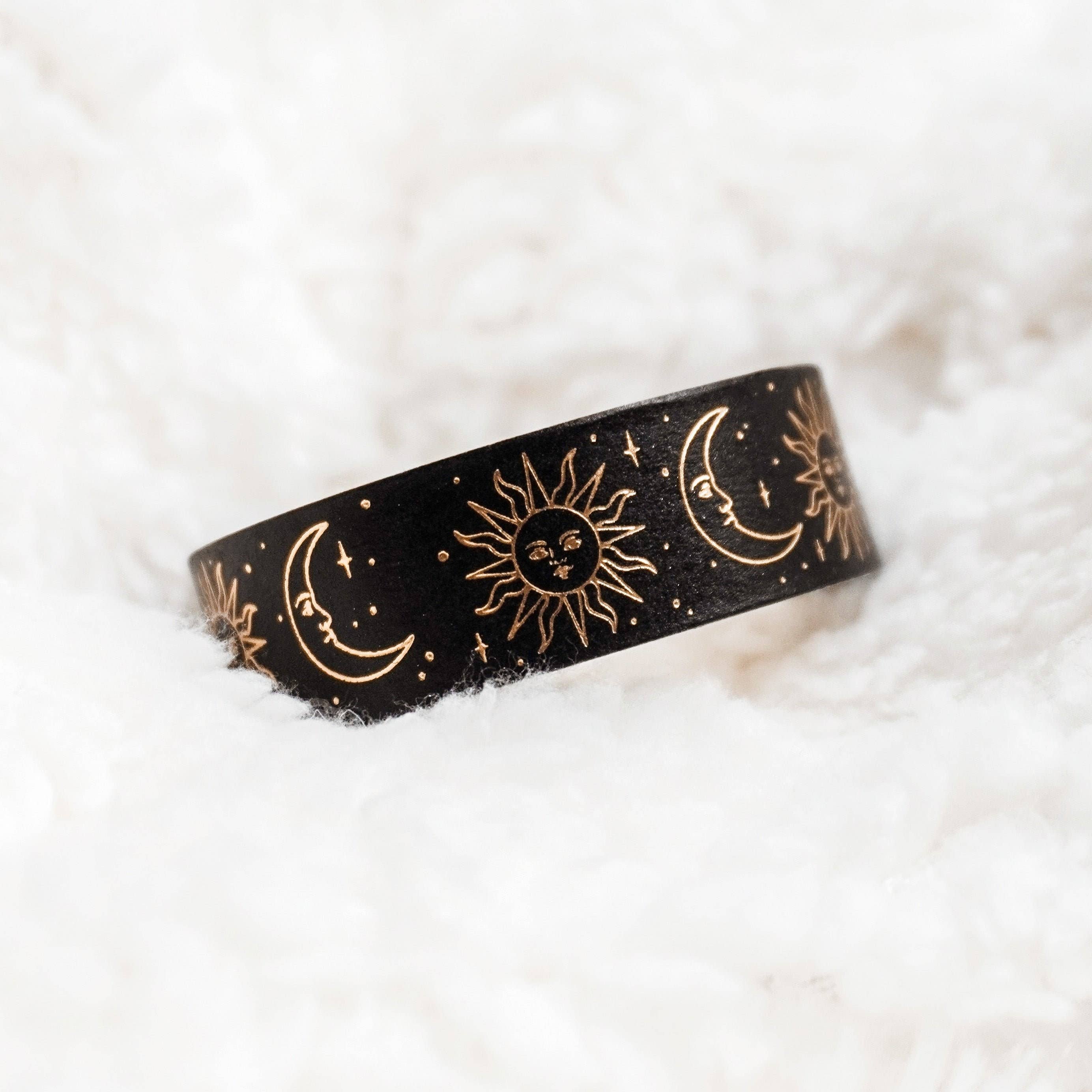 Noelle Gifts & Paper - Wholesale Washi tape - Sun & Moon Single Washi Tape (Black/Gold)