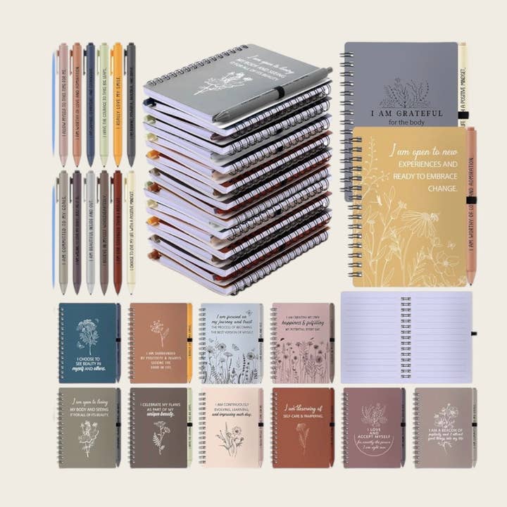 Affirmation notebook and pen sets for wholesale by Ella Blue