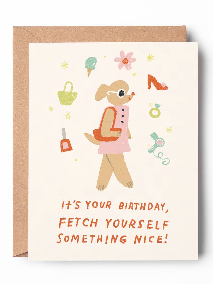 Lustige Geburtstagskarte für Hunde | „Hol dir etwas Schönes“ für den Großhandel von Chloe Welch Art