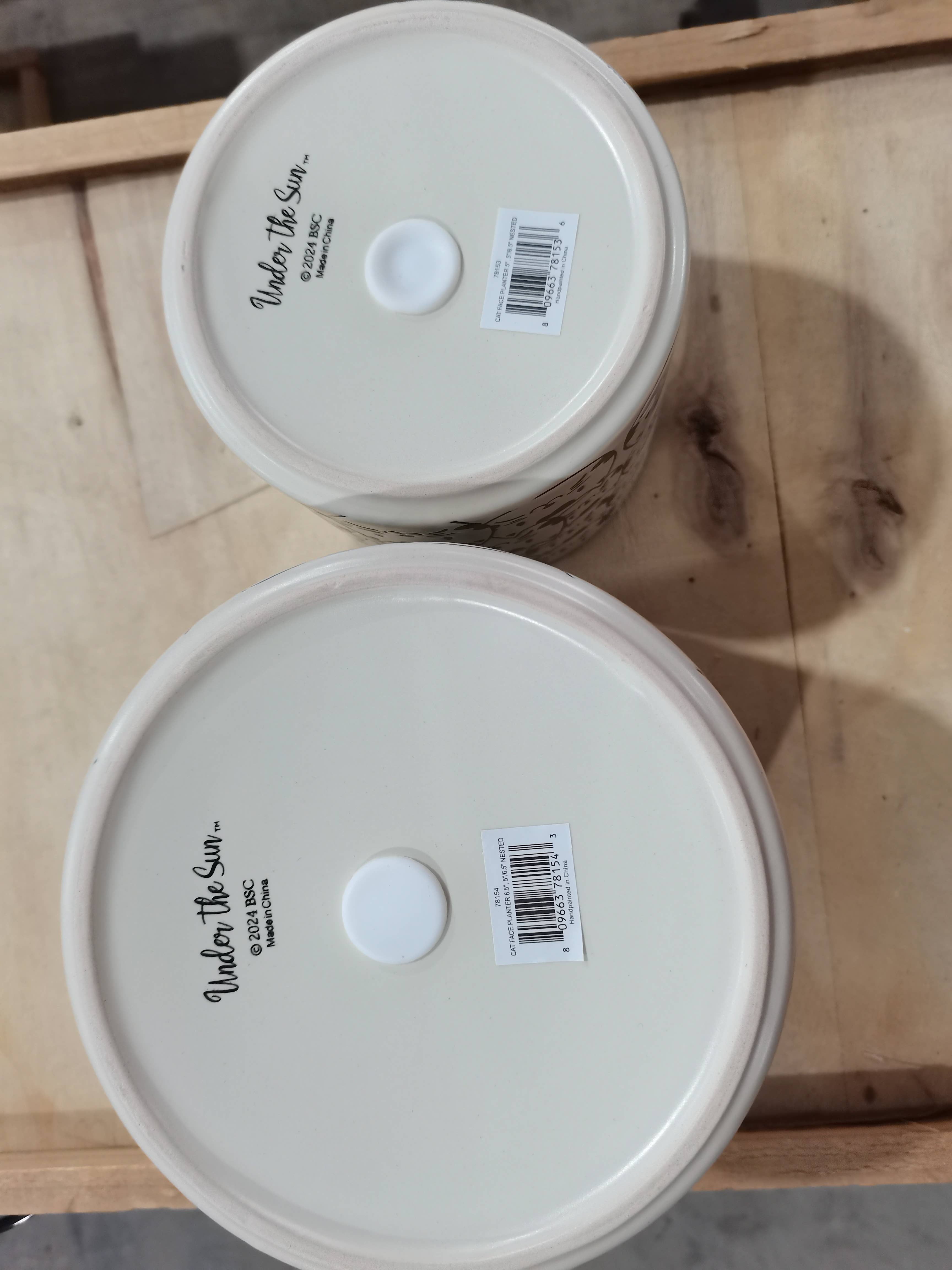 Blue Sky Clayworks - Wholesale Plant Pot - CAT FACE PLANTER 5" , 5"/6.5" NESTED WITH 781543