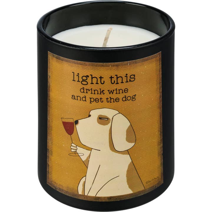 Primitives by Kathy - Wholesale Jar/Filled Candle - Light This Drink Wine And Pet The Dog Candle1