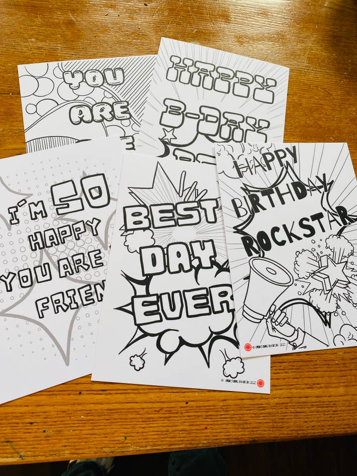 Color A Card - Tarjetas de felicitación para niños para colorear para venta al por mayor de UNDERDOG NATION