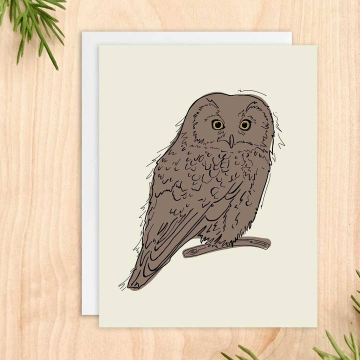 Little Boreal Owl Greeting Card for wholesale by Printworthy