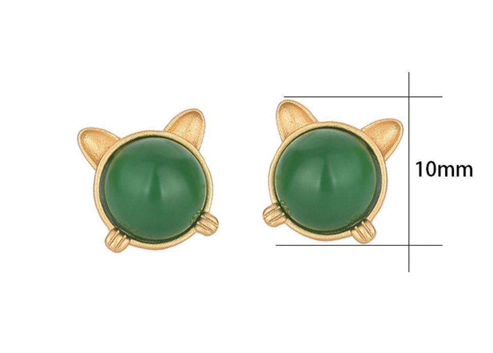 Bright MacMing – wholesale Stud/post earrings – Little Jade Kitty Earrings4