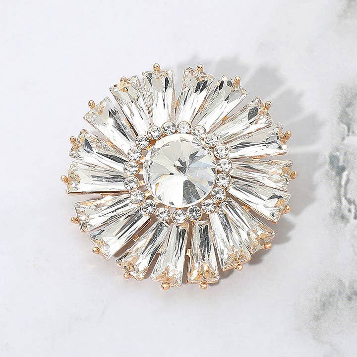 Radiant Gemstone Flower Pin Brooch for wholesale by Sensibling Corp.