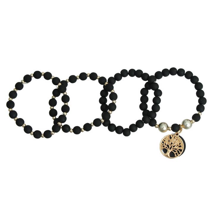 Matte Black Tree of Life Bracelets for wholesale on Faire