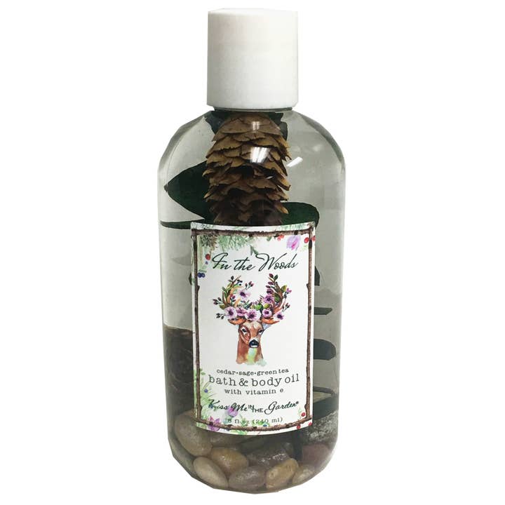 8 oz In The Woods Bath & Body Oil for wholesale by Kiss Me in the Garden
