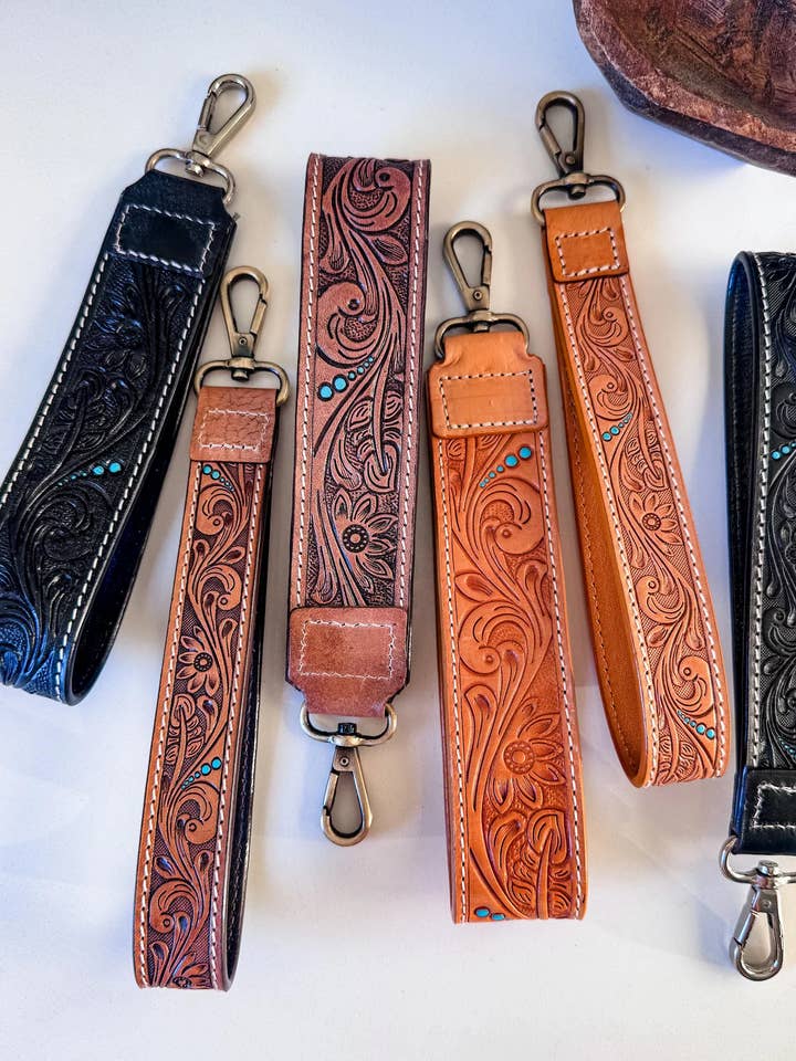 Hand Tooled Leather Keychain - Key Fob for wholesale by Boho Ranch Shop