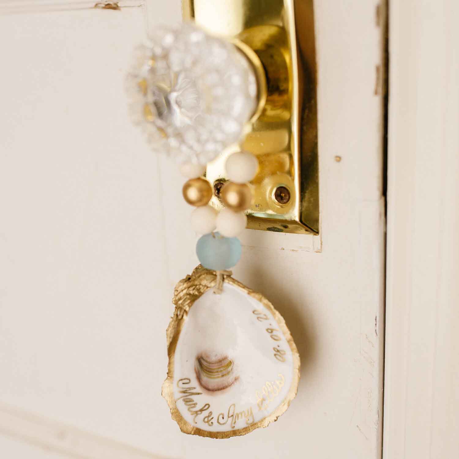 Grit and Grace Studio - Wholesale Ornament - Customized Oyster Ornament / Napkin Ring (Gold Inscription)3