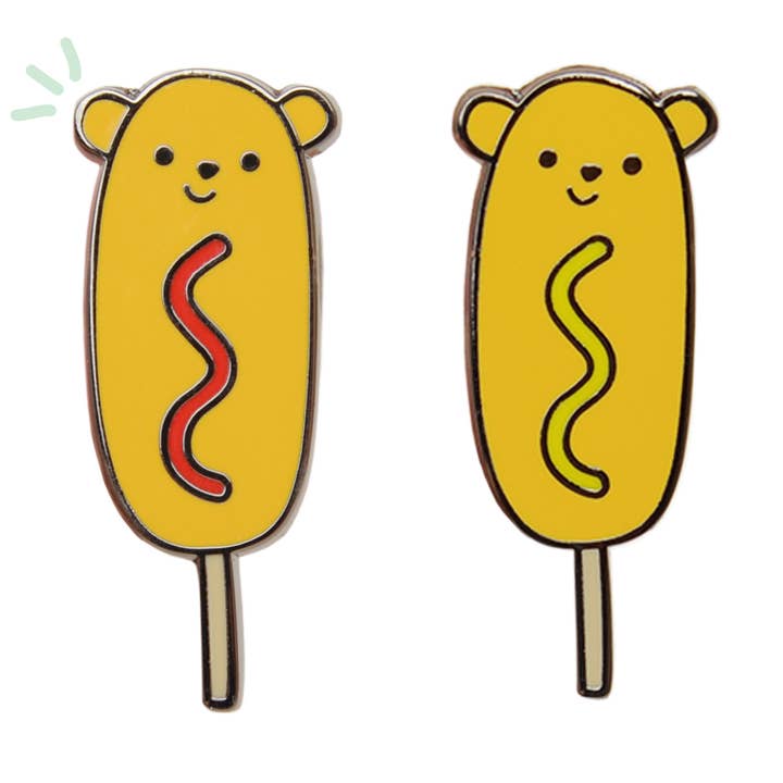 Ketchup Mustard Corn Dog Bear Pins for wholesale by Snippet Studios