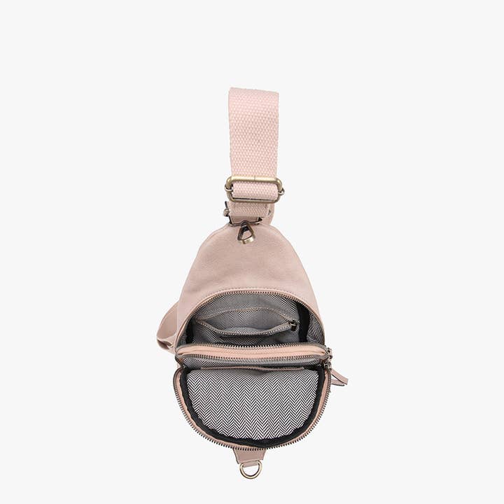 Brown M2342CRDY Nikki Corduroy Dual Compartment Sling Pack Bag for wholesale on Faire2