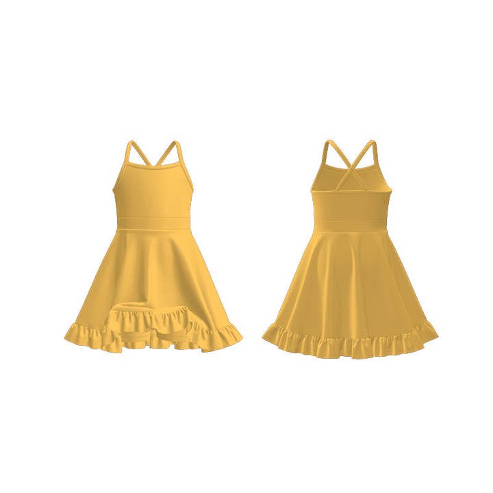 Auraquise - Wholesale Athletic Dress - Kids - Girls Summer Outdoor Solid Color Soft Athletic Dress