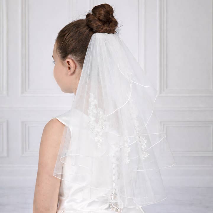 Veil for Girls with Lace, Communion Veil for wholesale by Bajabella