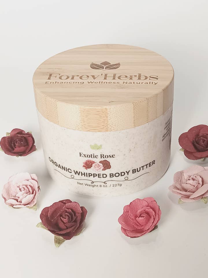 Beurre Corporel Fouetté Bio à la Rose Exotique pour la vente par Forev'Herbs