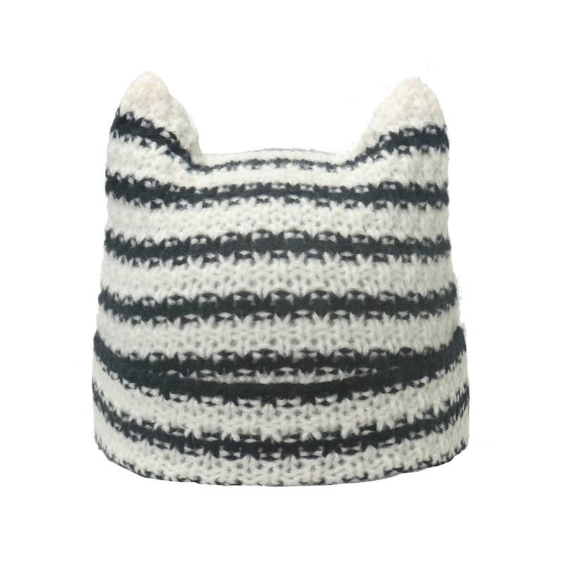 Comely Fashion - Wholesale Beanie - Women's - Cute Cat Ears Stripe Knitting Beanie Hat5