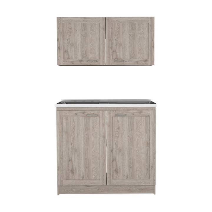Treevol Furniture - Wholesale Cabinet - Zeus Cabinet Set, Two Shelves, Light Grey Finish