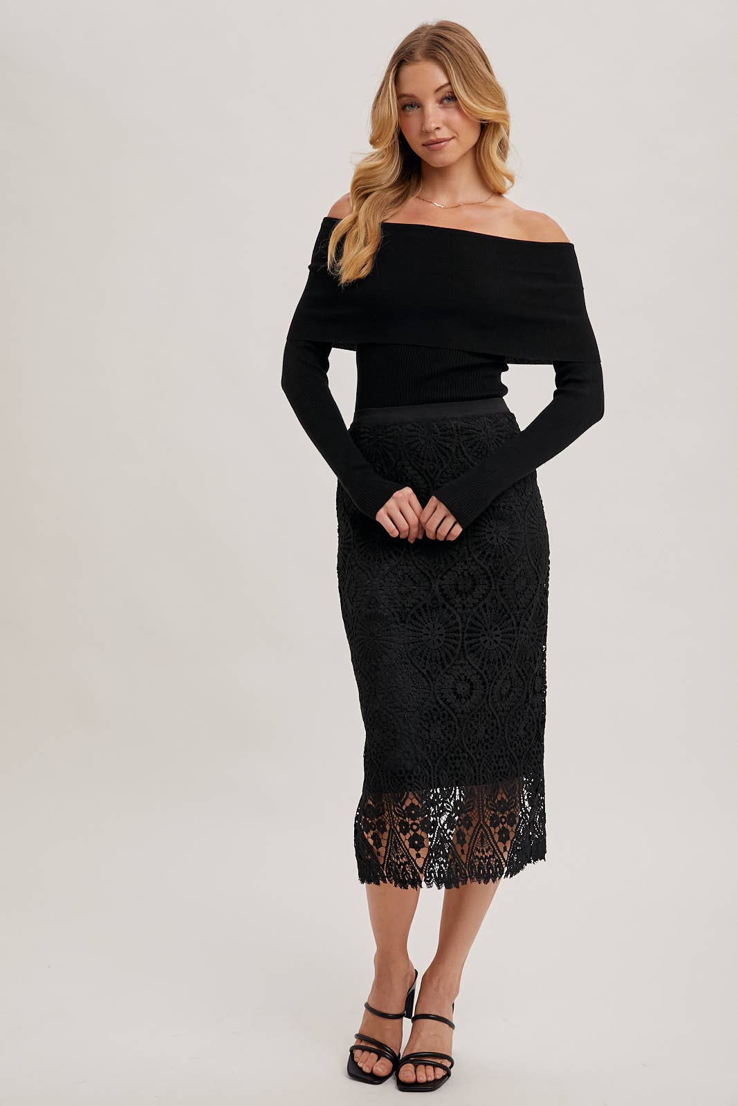 Bluivy - Wholesale Skirt - Women's - LACE MIDI SKIRT WITH INNER LINING6