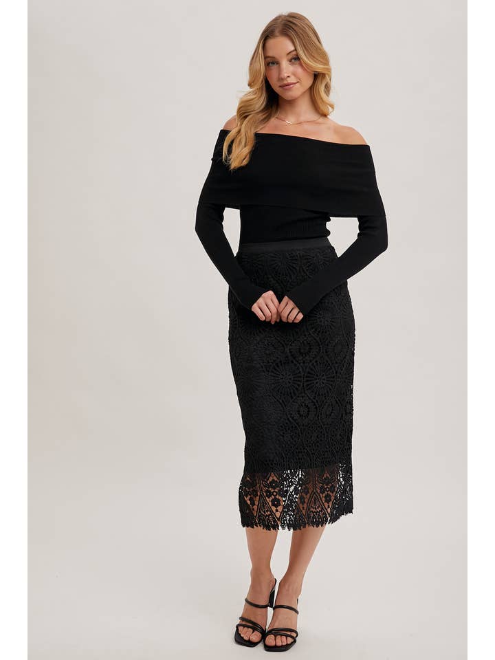 Bluivy - Wholesale Skirt - Women's - LACE MIDI SKIRT WITH INNER LINING6