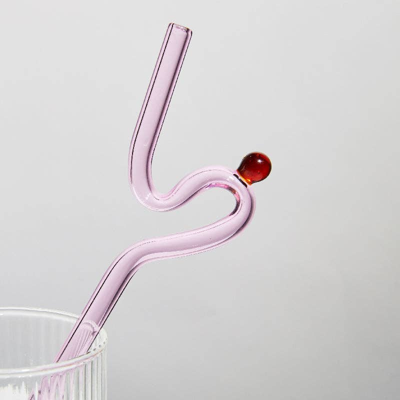 Filtrum Home - Wholesale Drinking Straw - Curvy Glass Straw Set7
