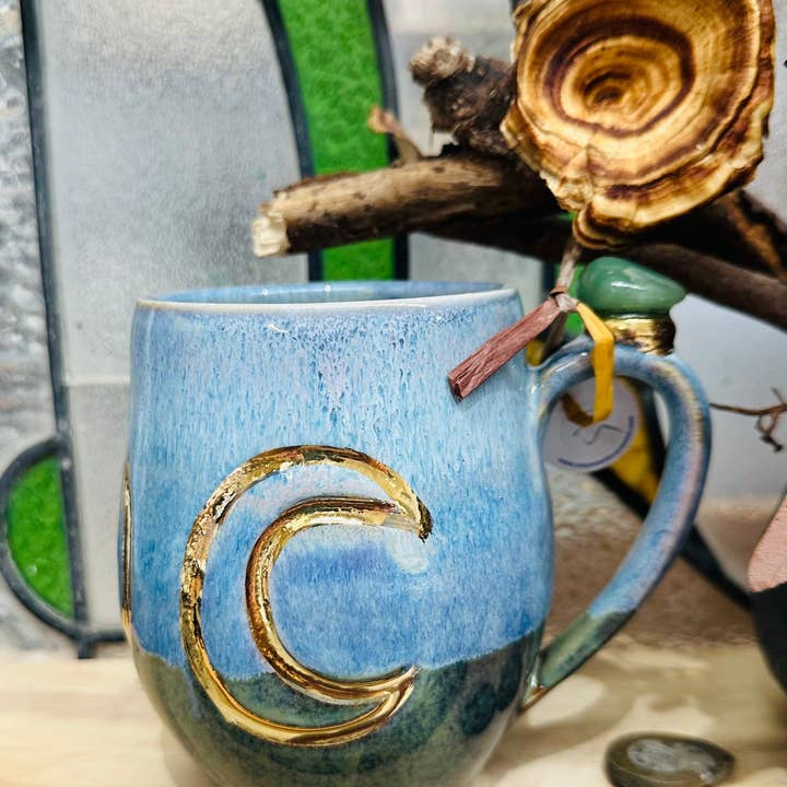 Carys Martin Ceramics - Wholesale Coffee Mug - Aventurine Triple Goddess Crystal Mug