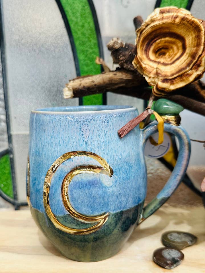 Aventurine Triple Goddess Crystal Mug for wholesale by Carys Martin Ceramics