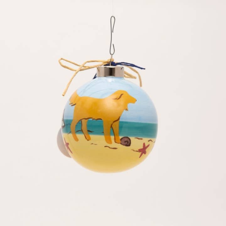 Shard at Home - Wholesale Ornament - Yellow Dog on Beach Ornament0