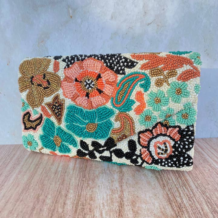 Borsa a tracolla alla moda con stampa floreale color pesca per la vendita all'ingrosso da parte di Pria Handmade Accessories