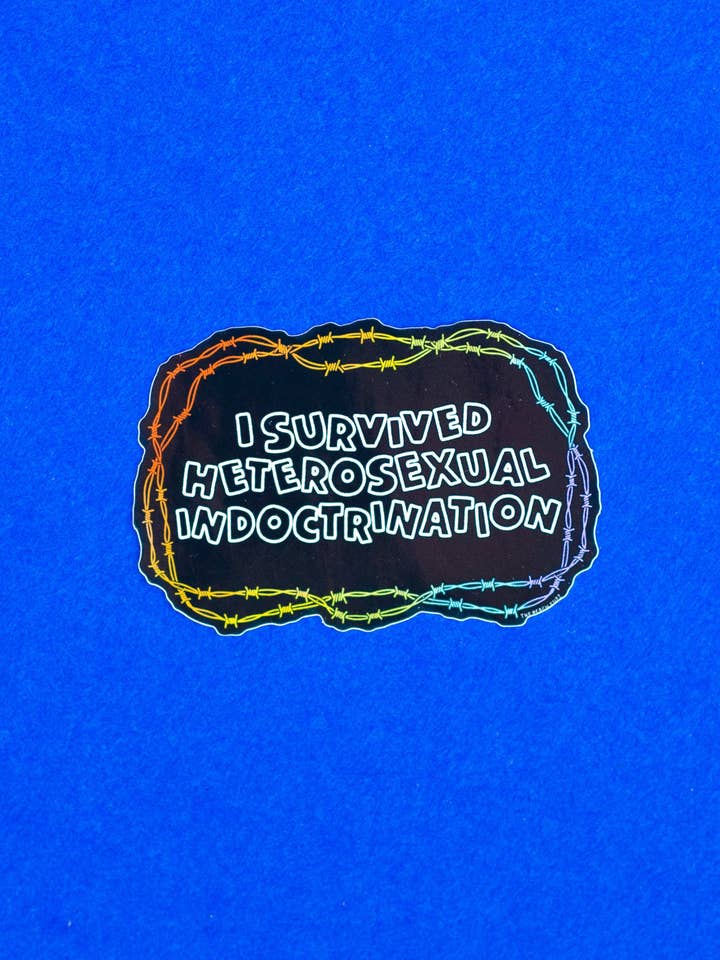 I Survived Heterosexual Indoctrination Sticker for wholesale by The Peach Fuzz