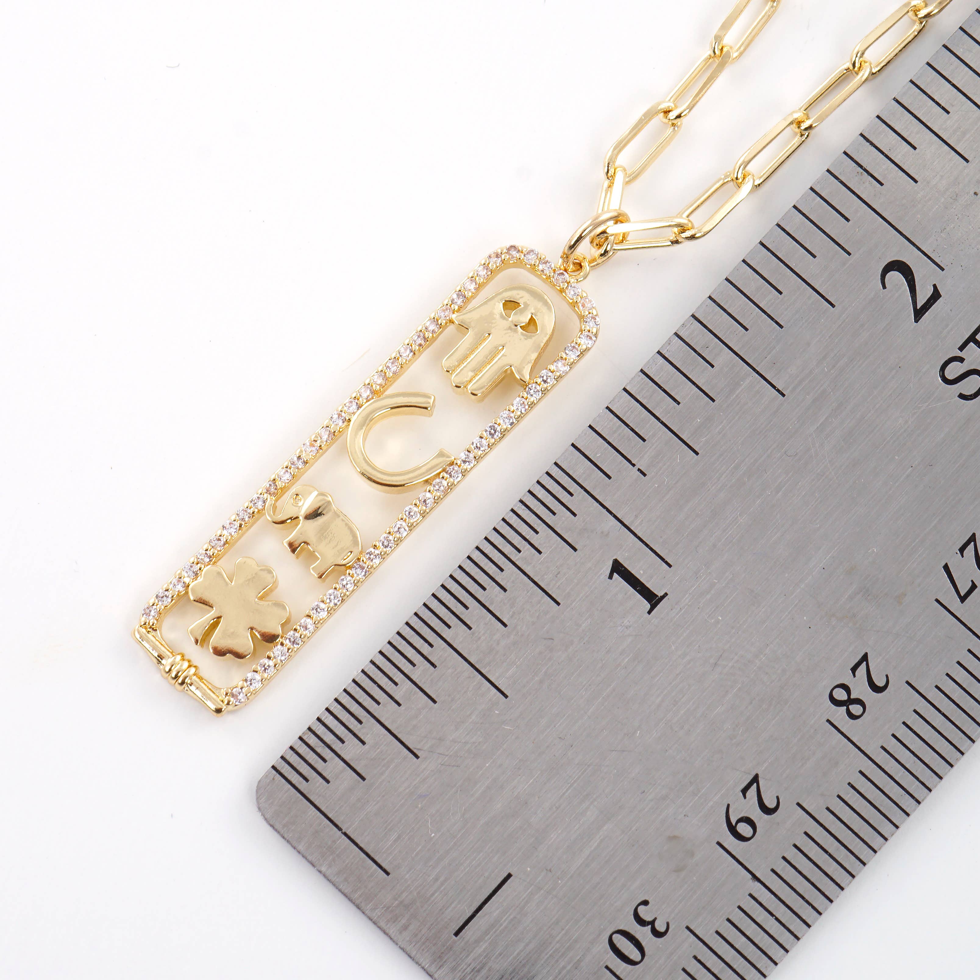 OHBOOBA DESIGN - Wholesale Pendant/Charm Necklace - Gold Plated Luck and Protection Long Cartouche Necklace2