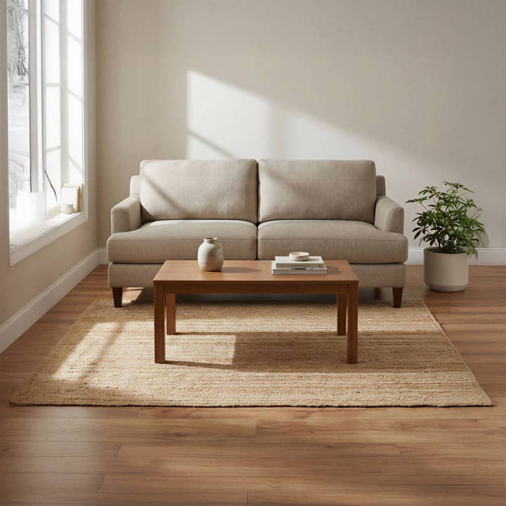 · REDEARTH · Rectangular Area Rug - 4'x6' Braided Natural Jute with Non-Skid Backing - Handwoven Boho Rug for Bedroom, Kitchen, Living Room - Farmhouse Aesthetic Home Decor - Durable Handmade Rug for wholesale by REDEARTH