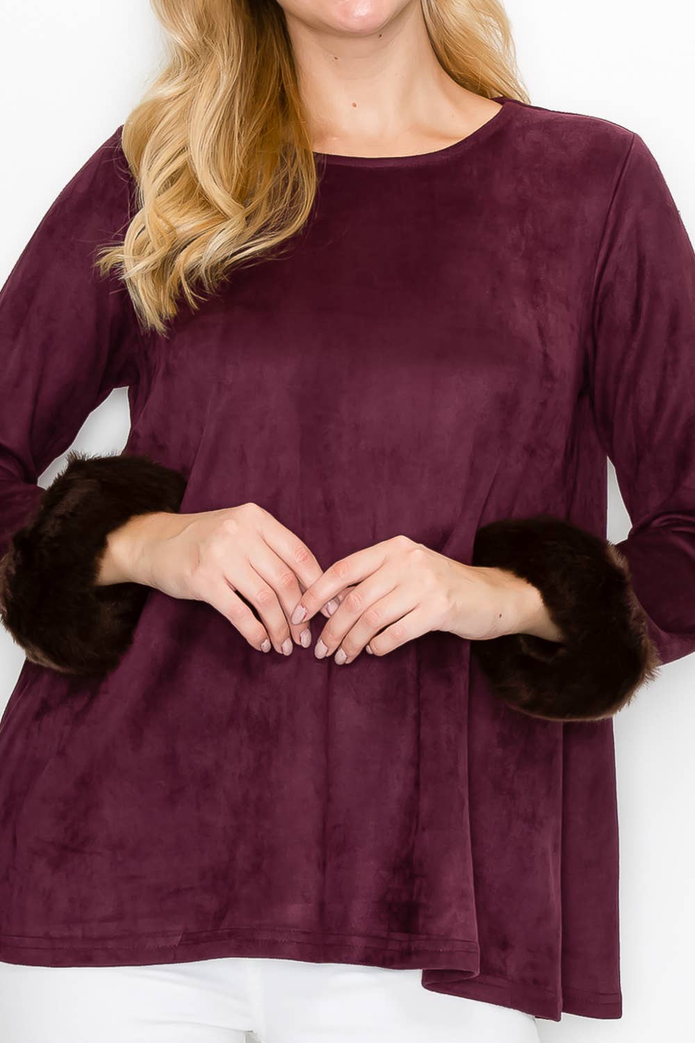 Joh Apparel - Wholesale Tunic - Women's - Anabelle Stretch Suede Fur Top4