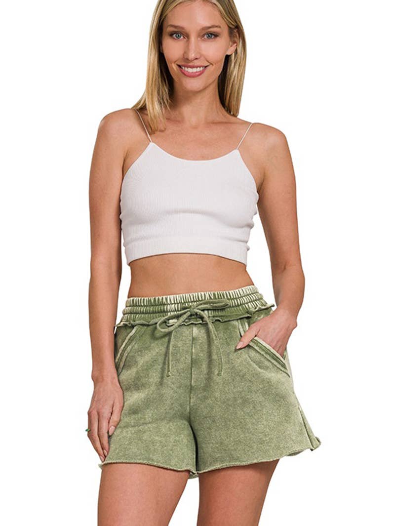 42POPS – Großhandel Shorts – Damen – 42POPS Fleece Shorts mit Acid Wash und einfarbigem Design52