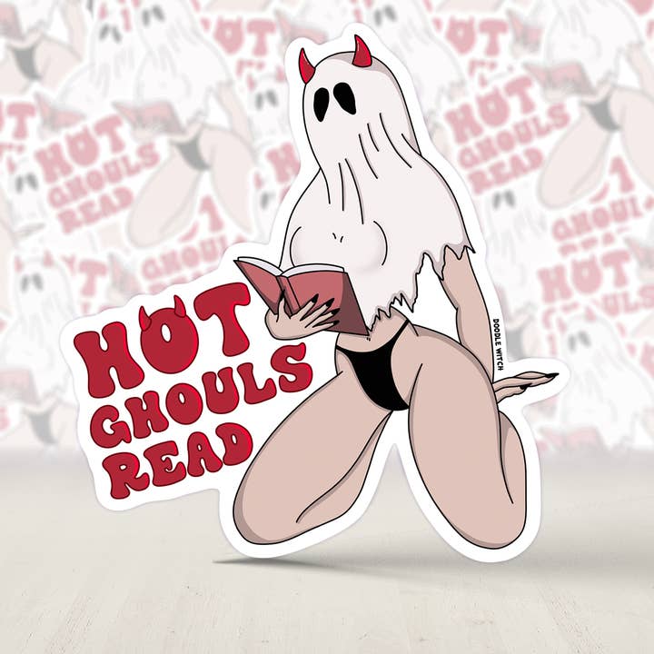 Hot Ghouls Read, Hot Girls Read Sticker, Reader Stickers for wholesale by DoodleWitch