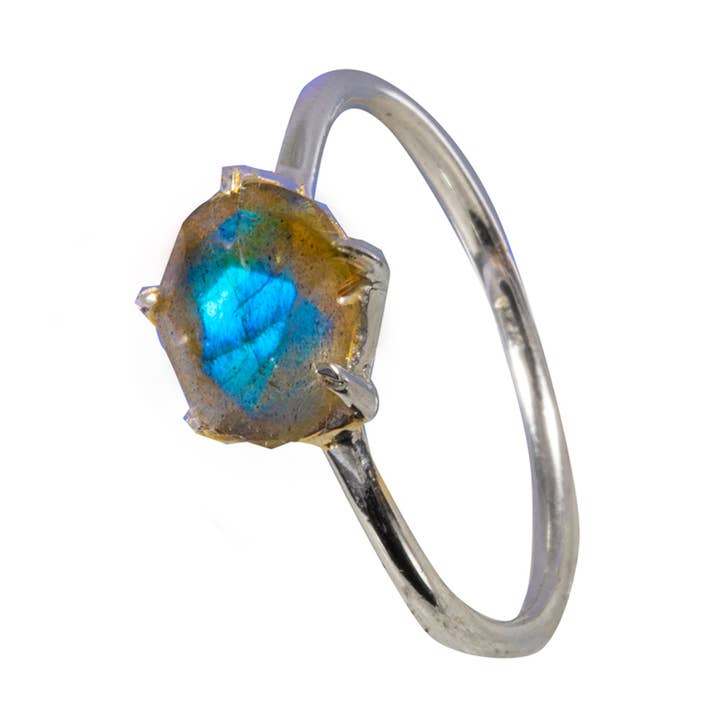 Peace Rock Labradorite Sterling Ring for wholesale by Saraswati Imports