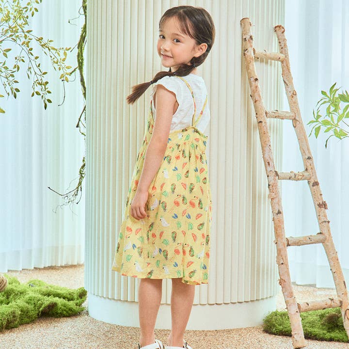 ToTo Heros – wholesale Dress – Kids – Jessi Summer Graphic Print Angel Sleeve T-Shirt Layer 2-in-1 Cami Dress