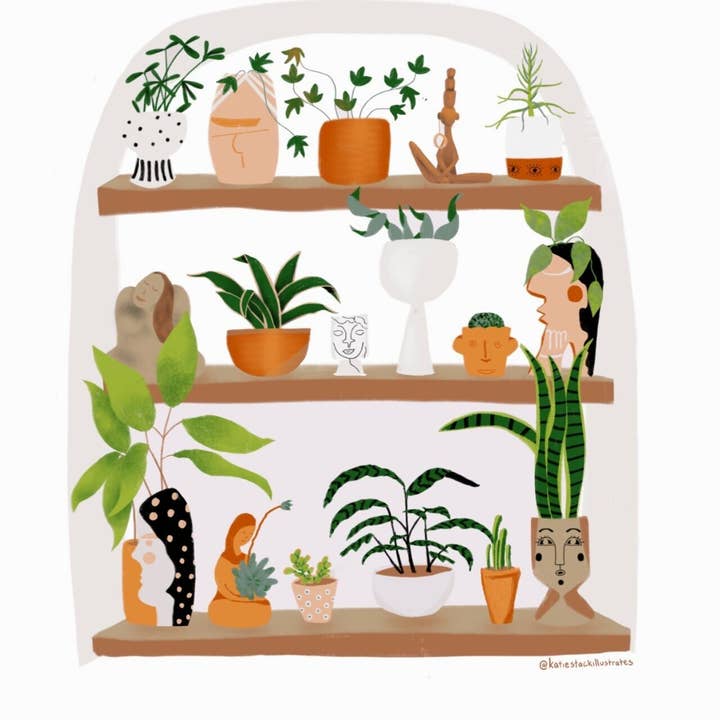 Impression sur étagère à plantes pour la vente par Katie Stack Illustrates