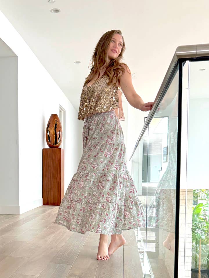 The Fox and The Mermaid - Wholesale Skirt - Women's - Block Printed Cotton Maxi Skirt (Radha)4