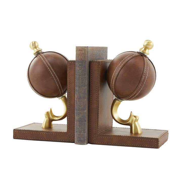 UMA Home Decor - Wholesale Bookend - Contemporary Brown Leather Bookends Set