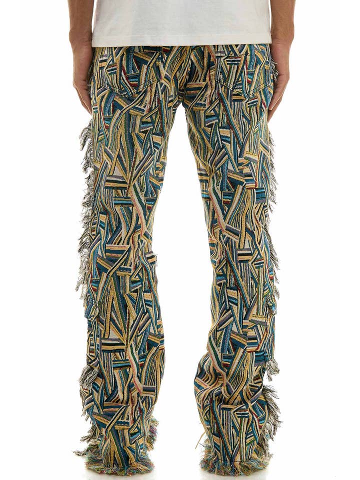 Blue TAPESTRY CARGO PANTS for wholesale on Faire