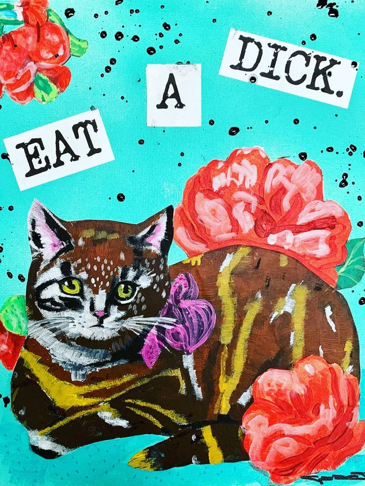 Eat a Dick NSFW Nasty Kitty Print for wholesale by Gascot Inc.