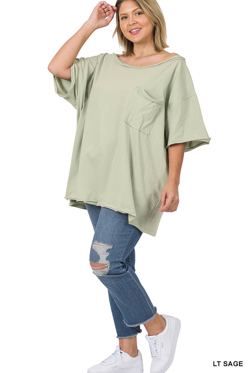 42POPS - Wholesale Tunic - Women's - Tri Blend Oversized Raw Edge Boyfriend Tee35
