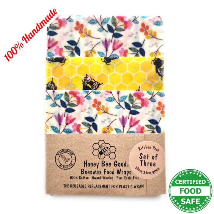 3 (L,M,S) HANDMADE Beeswax Wraps | Summer Meadow for wholesale by Honey Bee Good