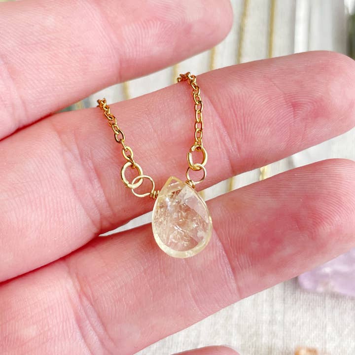 Ewelina Pas Jewelry - Wholesale Halskettinghanger - Citrien Geslepen Druppel Fijne Ketting7