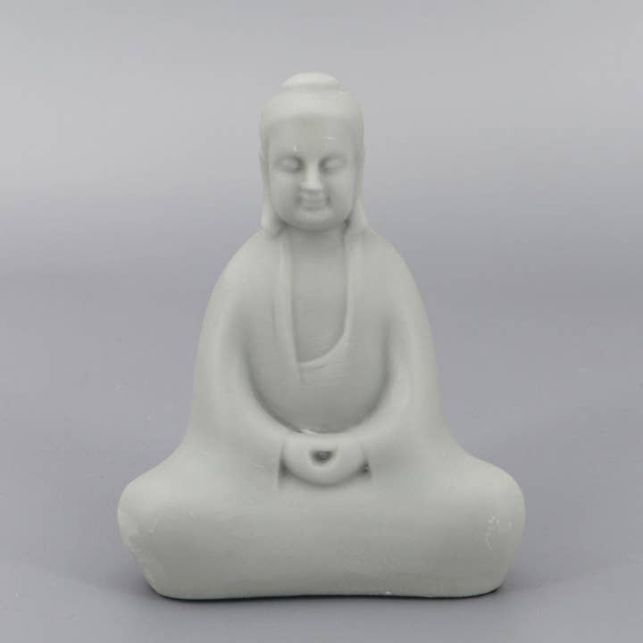 Buddha Groove - Wholesale Decorative Figurine - Soft Grey Abstract Meditating Buddha Statue