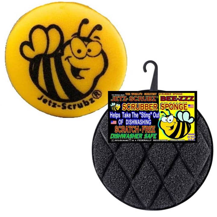 Jetz-Scrubz® Bee Themed Round Kitchen Scrubber Sponge for wholesale by Jetz-Scrubz