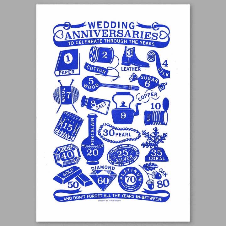 Pressed and Folded - Wholesale Art Print - Anniversaries Linocut Print2