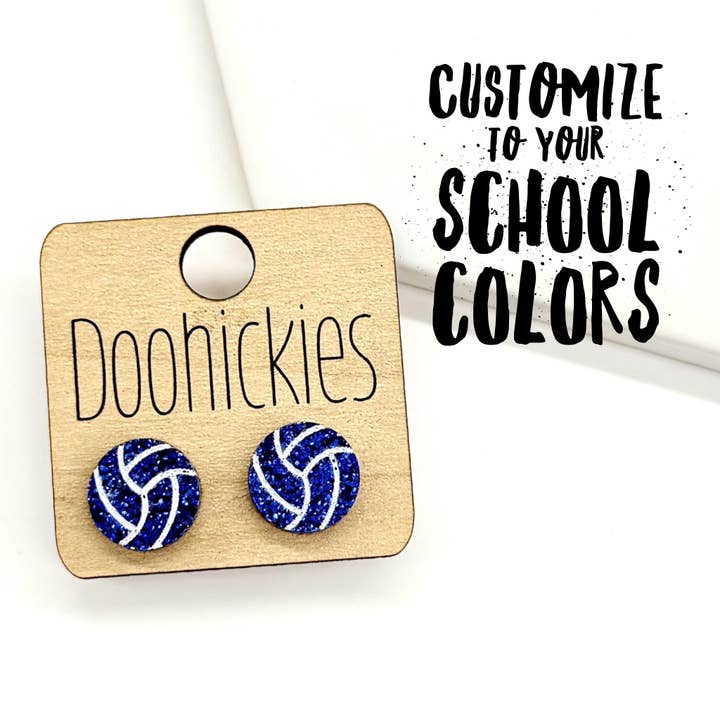 Customizable Color Acrylic Volleyball Studs - Sports Earrings for wholesale by Doohickies